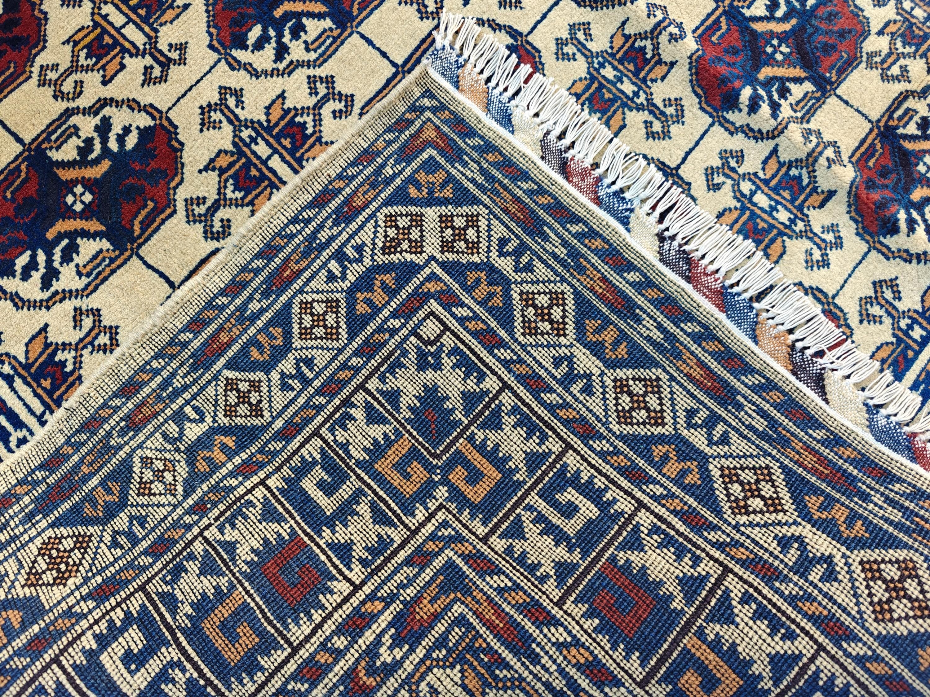 Handwoven Ahal Gul Rug 6.7x4.9 ft | Afghan Vintage Area Rug for Home Decor | Unique Tribal Carpet, Living Room Rug, Farm House, Bedroom Rug