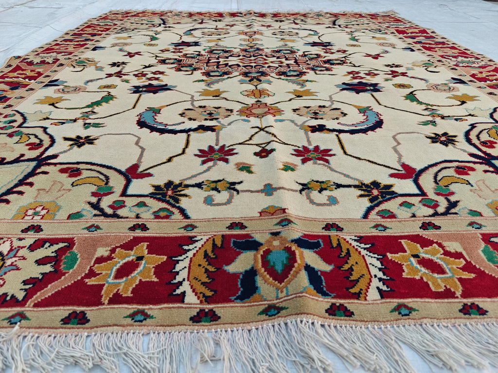 6.6x5.6 ft Handwoven Chobi Rug Afghan Wool Area Rug for Living Room | Traditional Oriental Carpet on Etsy, Office Rug, Living Room Rug