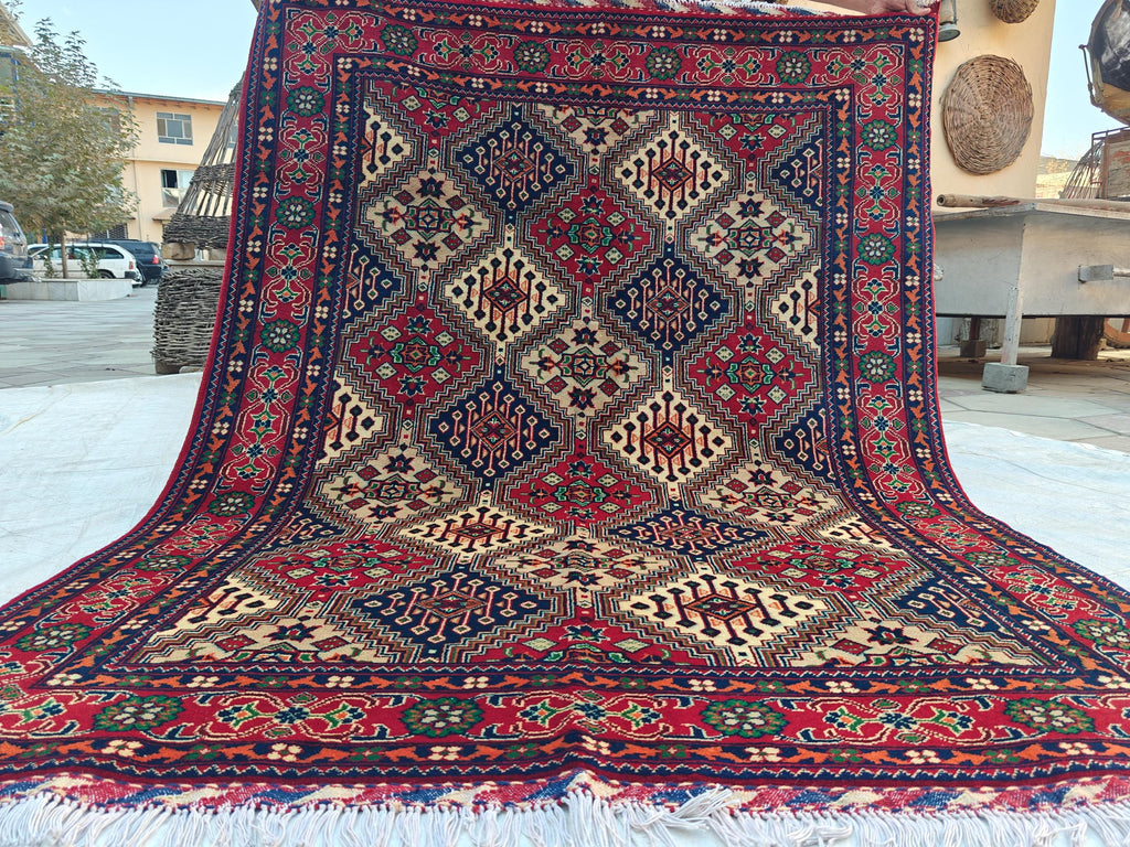 Handwoven Yousafi Rug -6.6x4.9 ft | Afghan Tribal Wool Area Rug Traditional Oriental Carpet for Living Room Unique Etsy Rug, Farm House Rug