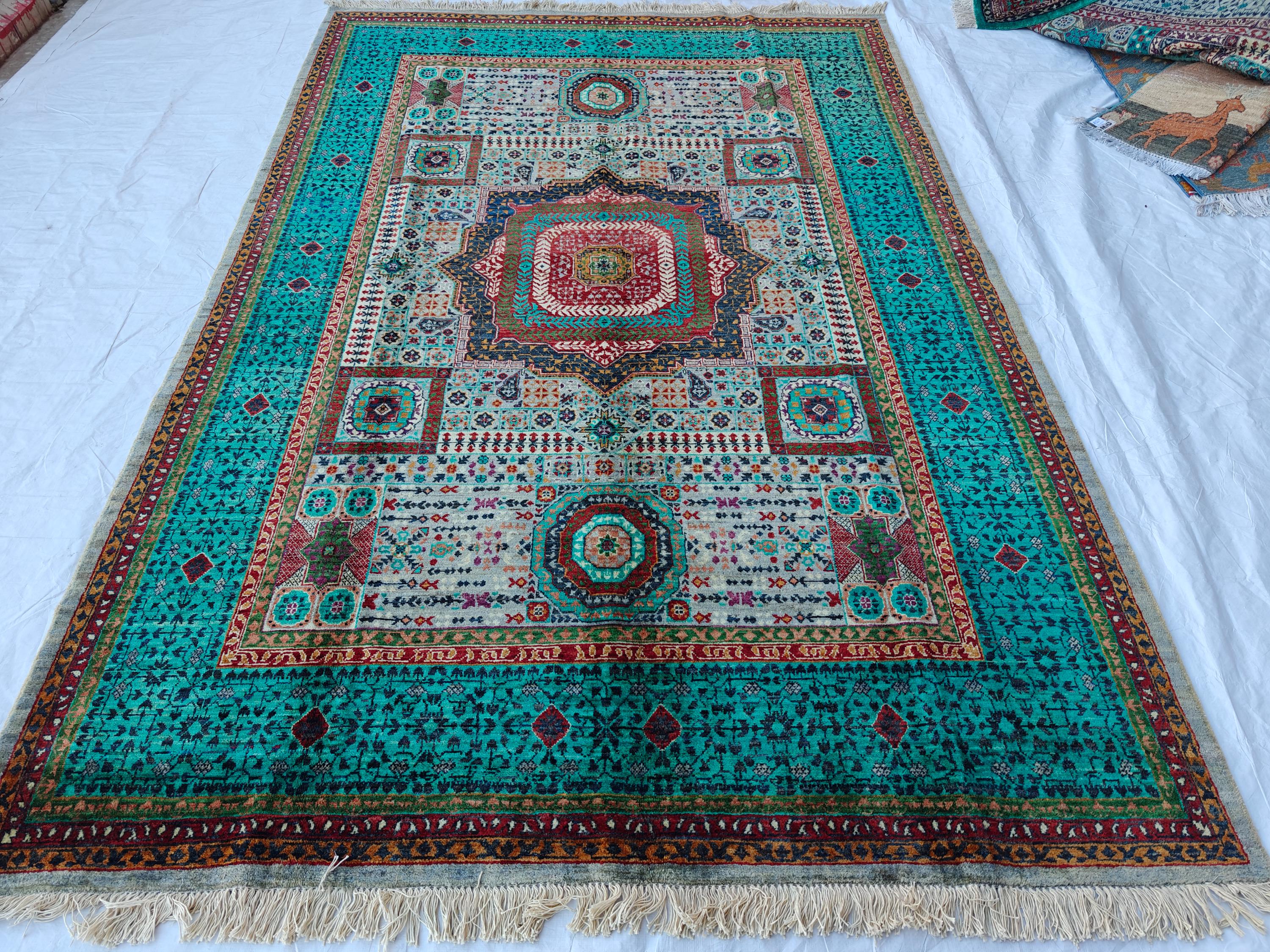 Stunning Mamluk Rug 8.8 x 5.8 ft: Handwoven Masterpiece with Traditional Elegance & Timeless Design, Rugs For Living Room, Bedroom Rug