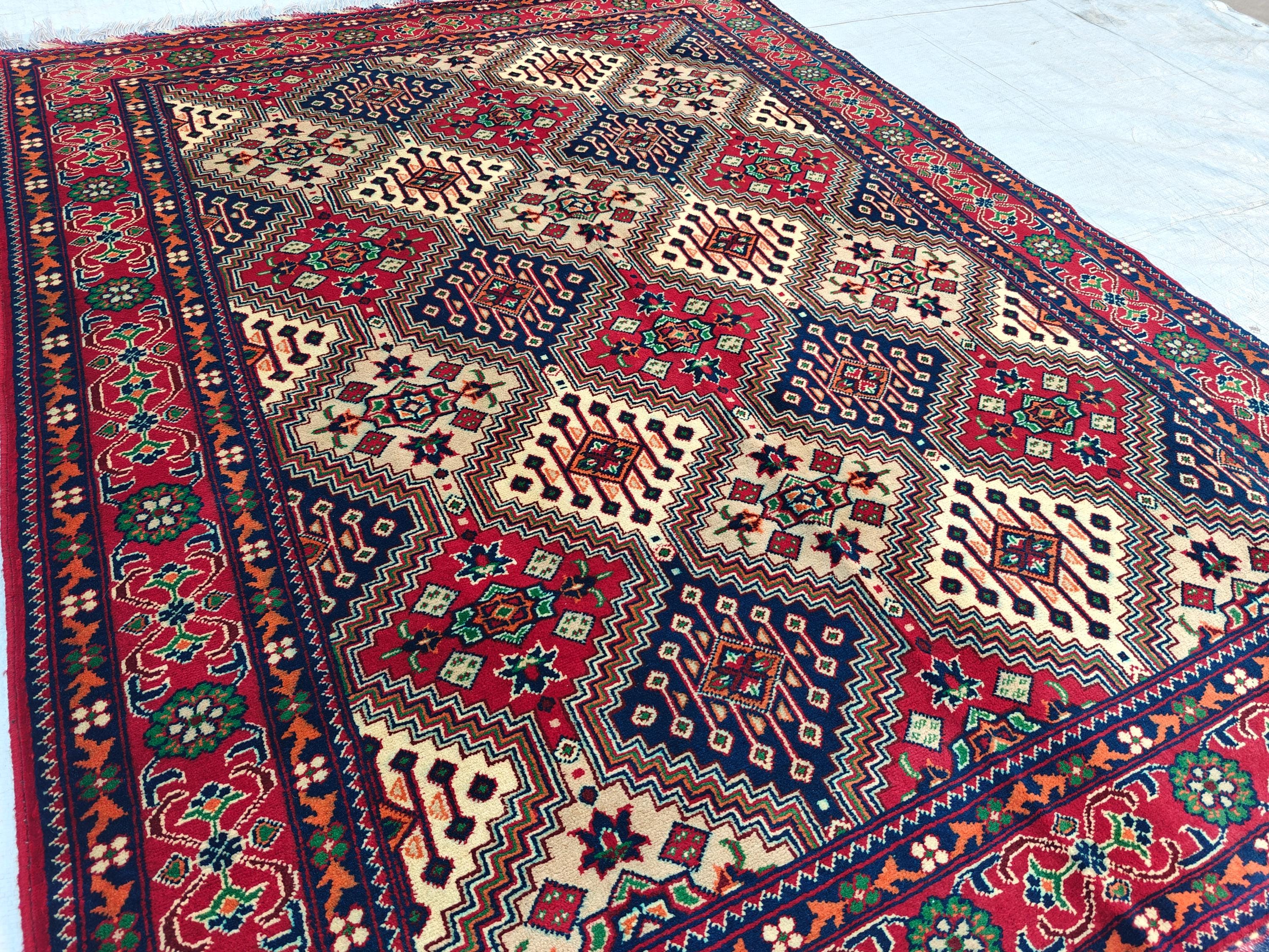 Handwoven Yousafi Rug -6.6x4.9 ft | Afghan Tribal Wool Area Rug Traditional Oriental Carpet for Living Room Unique Etsy Rug, Farm House Rug