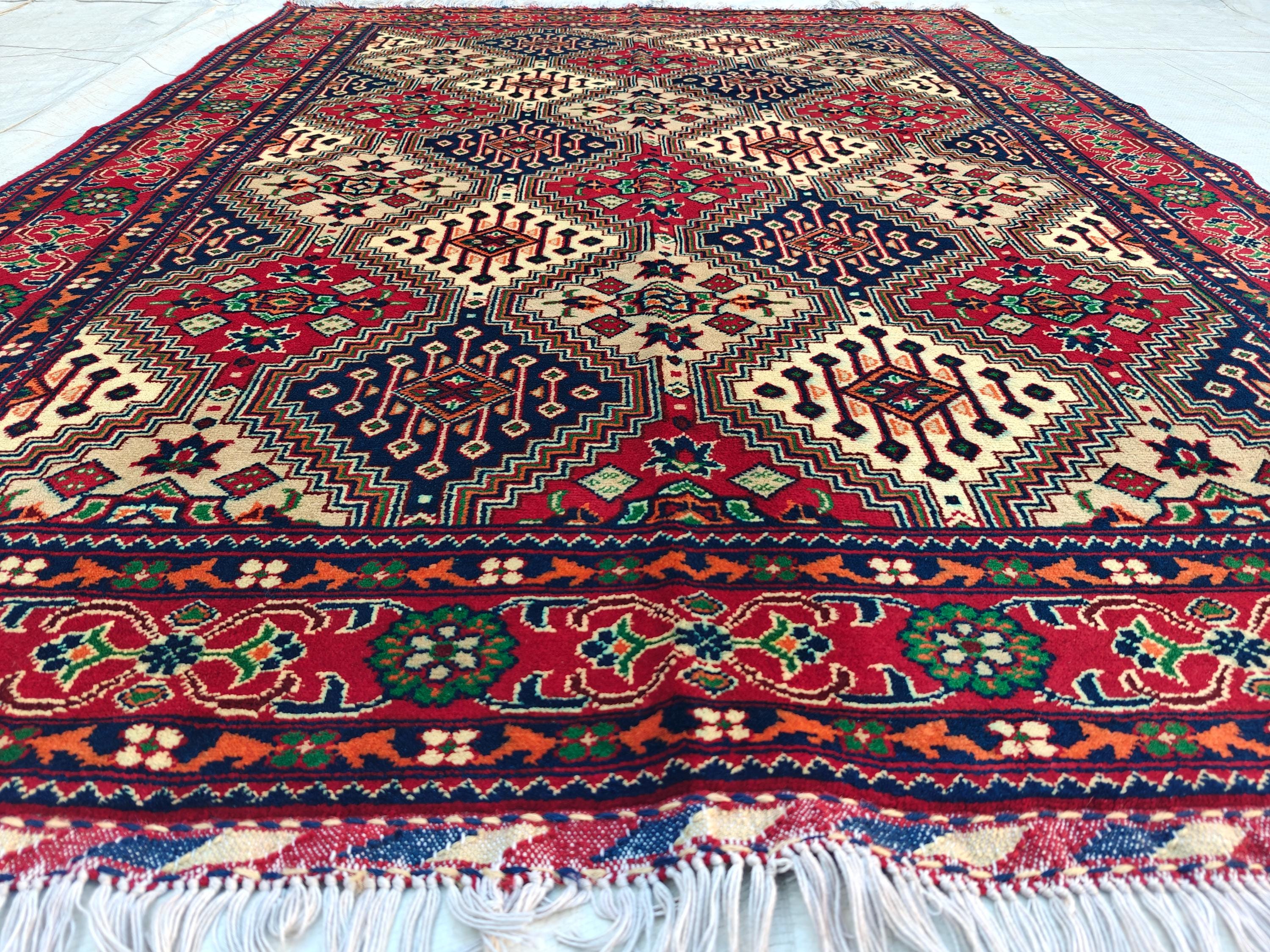 Handwoven Yousafi Rug -6.6x4.9 ft | Afghan Tribal Wool Area Rug Traditional Oriental Carpet for Living Room Unique Etsy Rug, Farm House Rug