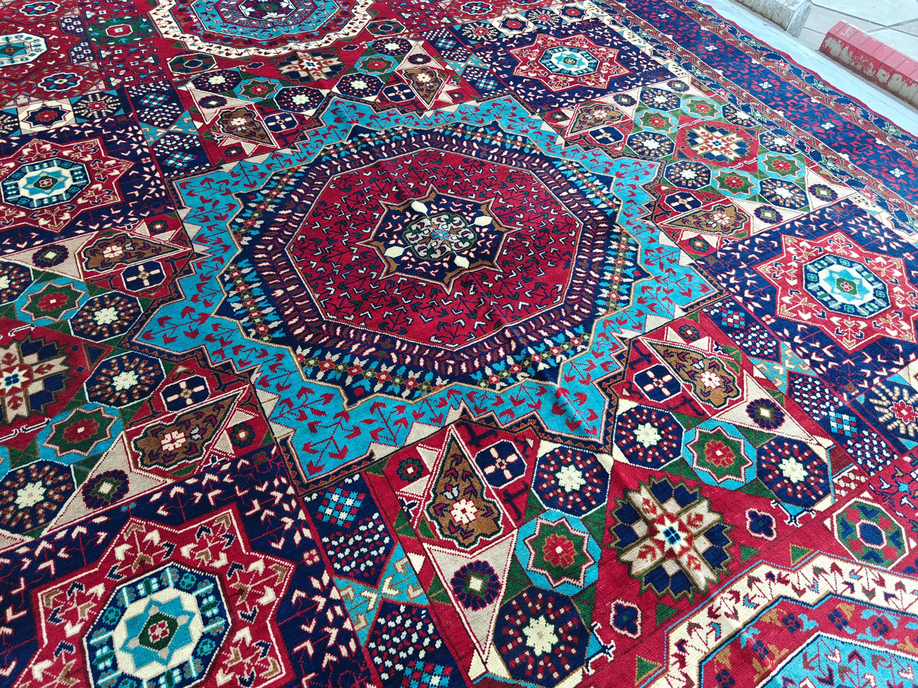 10x14 Large Colorful Mamluk Rug Handwoven Masterpiece with Vibrant Patterns & Timeless Elegance, Rugs For Living Room, Bedroom Rug 13.6x10ft