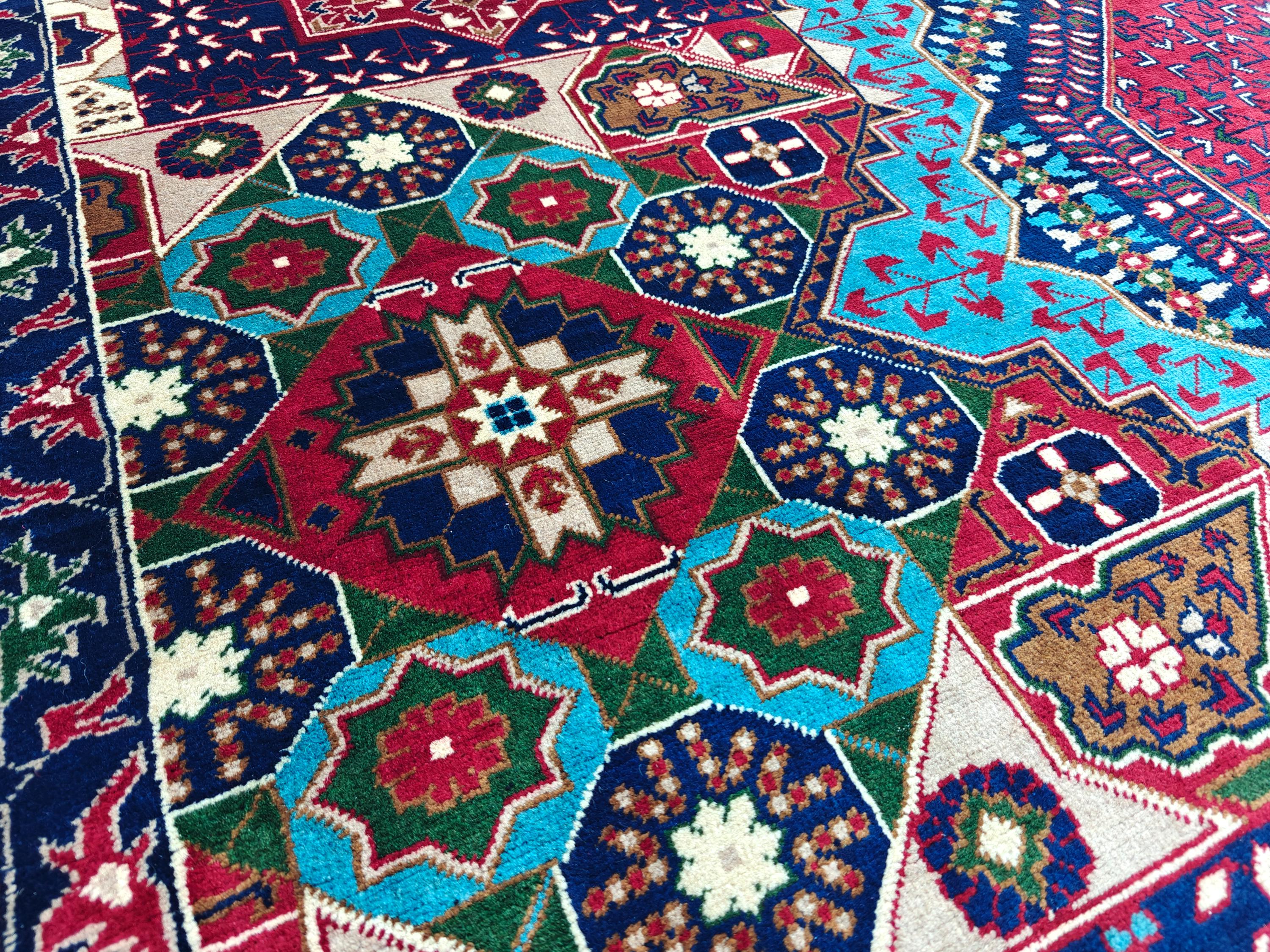 10x14 Large Colorful Mamluk Rug Handwoven Masterpiece with Vibrant Patterns & Timeless Elegance, Rugs For Living Room, Bedroom Rug 13.6x10ft