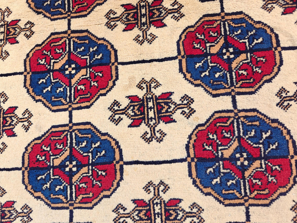 6x8 Creamy Ahal Gul Rug | Afghan Area Rug for Home Decor | Unique Tribal Oriental Carpet, Bedroom Rug, Rug for Living Room 7.7x5.6 ft