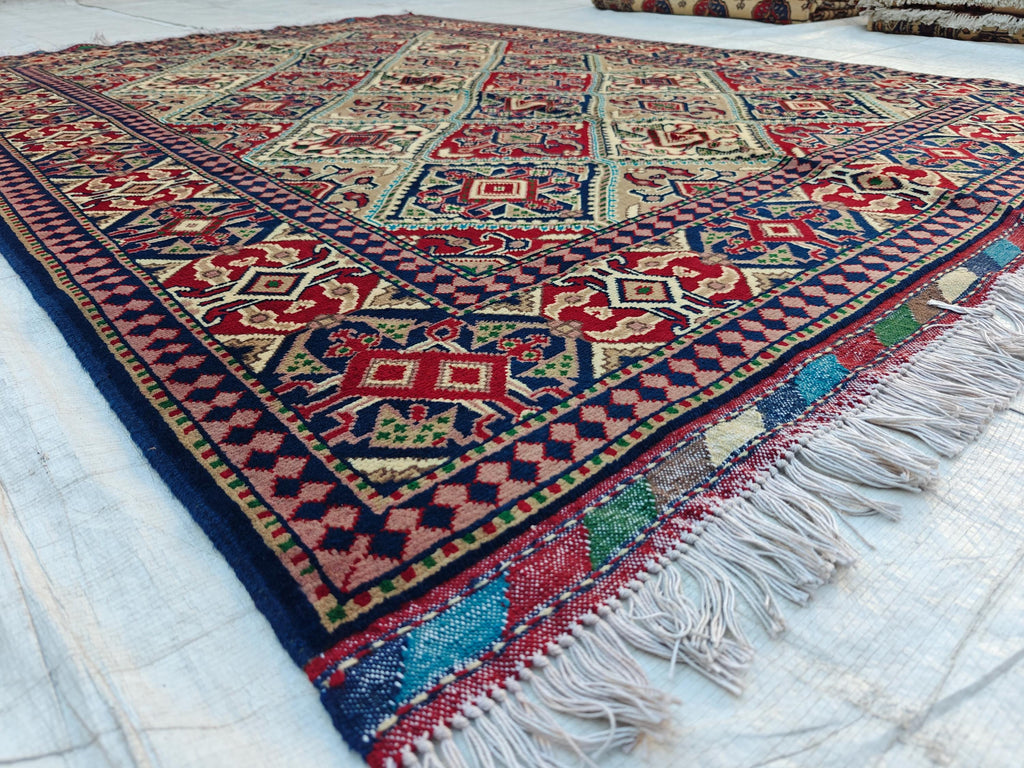 5x7 Handwoven Yousafi Rug Afghan Tribal Wool Area Rug| Traditional Oriental Carpet for Living Room, Dinning Room Rug, Bedroom Rug 7.1x5.1 ft
