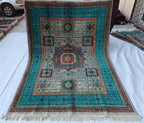5x8 Turquoise, Grey Rug–Handwoven Antique Carpet with Intricate Patterns, Rug For Living Room, Bedroom Rug, Dining Room Rug, Medium size Rug
