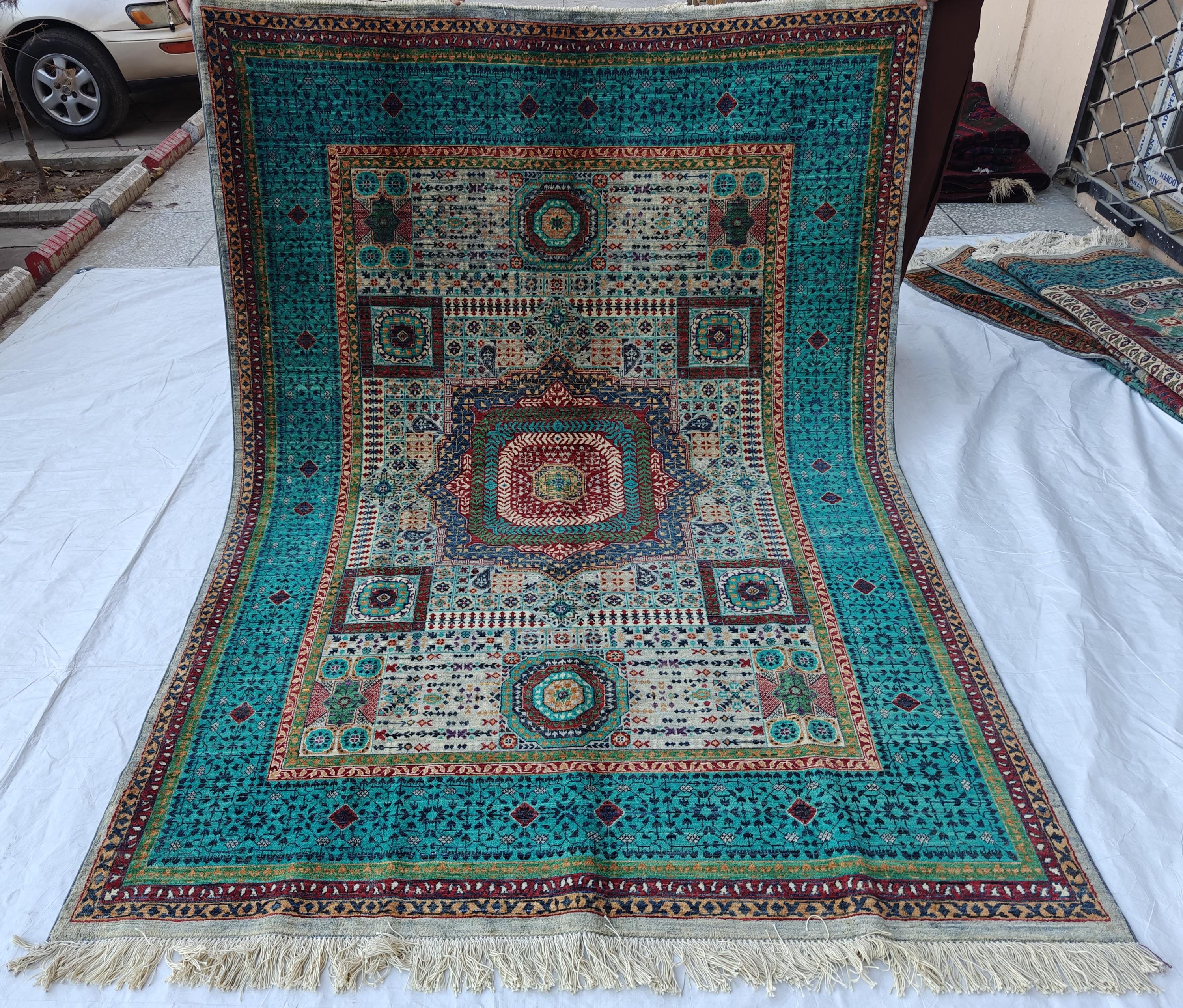 5x8 Turquoise, Grey Rug–Handwoven Antique Carpet with Intricate Patterns, Rug For Living Room, Bedroom Rug, Dining Room Rug, Medium size Rug