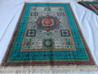 5x8 Turquoise, Grey Rug–Handwoven Antique Carpet with Intricate Patterns, Rug For Living Room, Bedroom Rug, Dining Room Rug, Medium size Rug