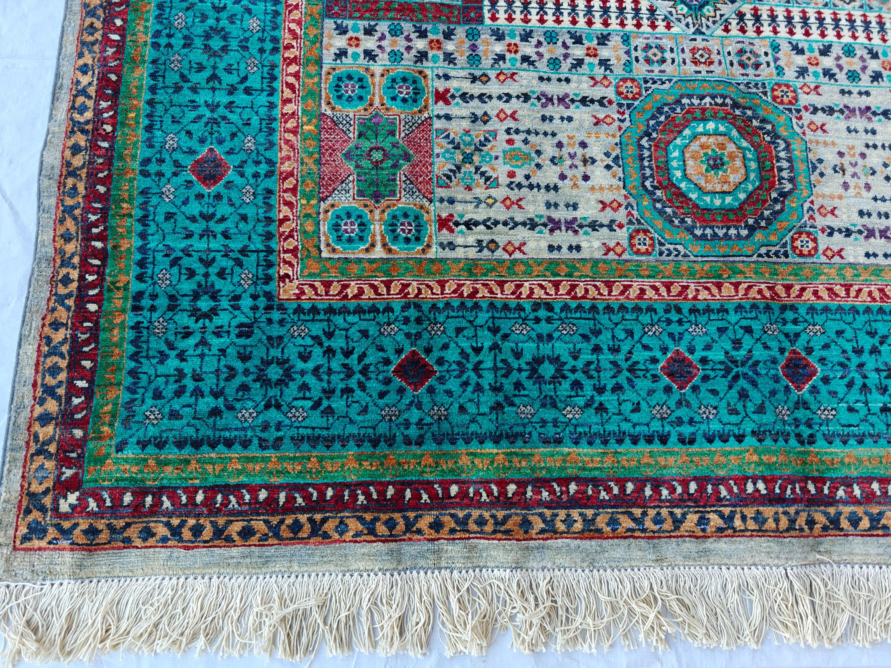 5x8 Turquoise, Grey Rug–Handwoven Antique Carpet with Intricate Patterns, Rug For Living Room, Bedroom Rug, Dining Room Rug, Medium size Rug