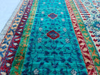 5x8 Turquoise, Grey Rug–Handwoven Antique Carpet with Intricate Patterns, Rug For Living Room, Bedroom Rug, Dining Room Rug, Medium size Rug