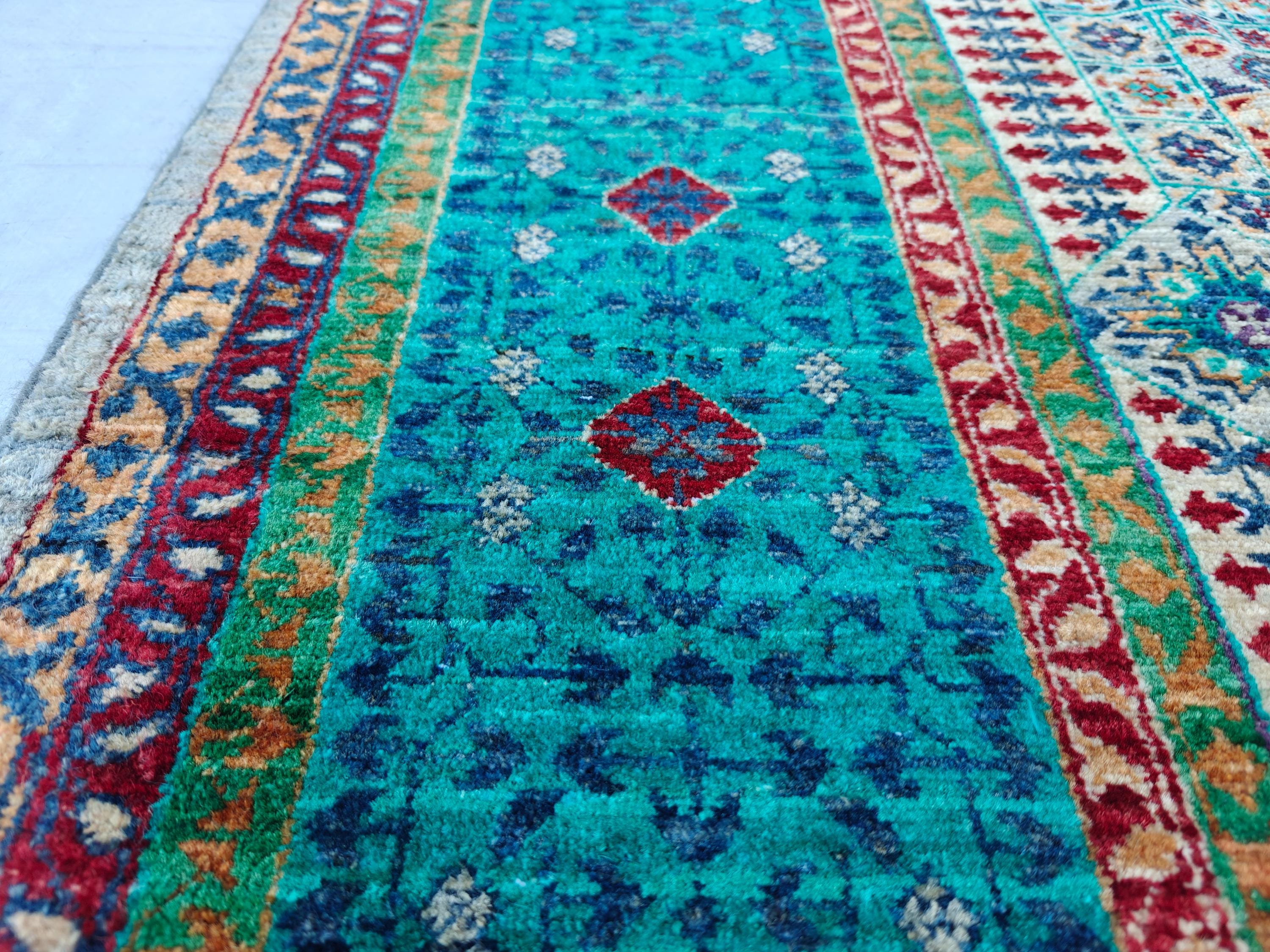 5x8 Turquoise, Grey Rug–Handwoven Antique Carpet with Intricate Patterns, Rug For Living Room, Bedroom Rug, Dining Room Rug, Medium size Rug