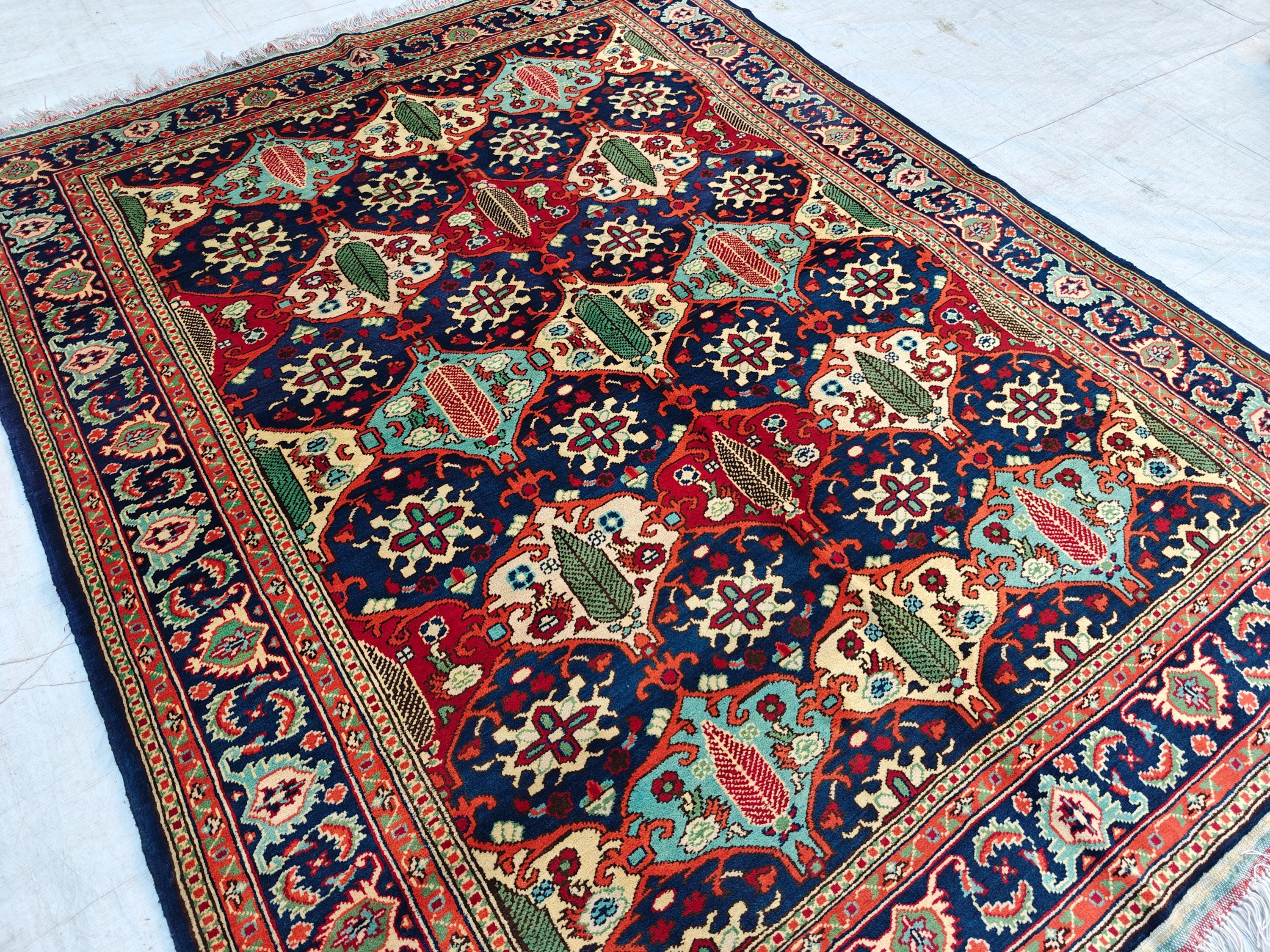 Handwoven Kashi Tribal Rug 6.6x4.9ft Authentic Afghan Wool Area Rug Bohemian Vintage Carpet Nomadic Oriental Decor for Living Room, Bedroom