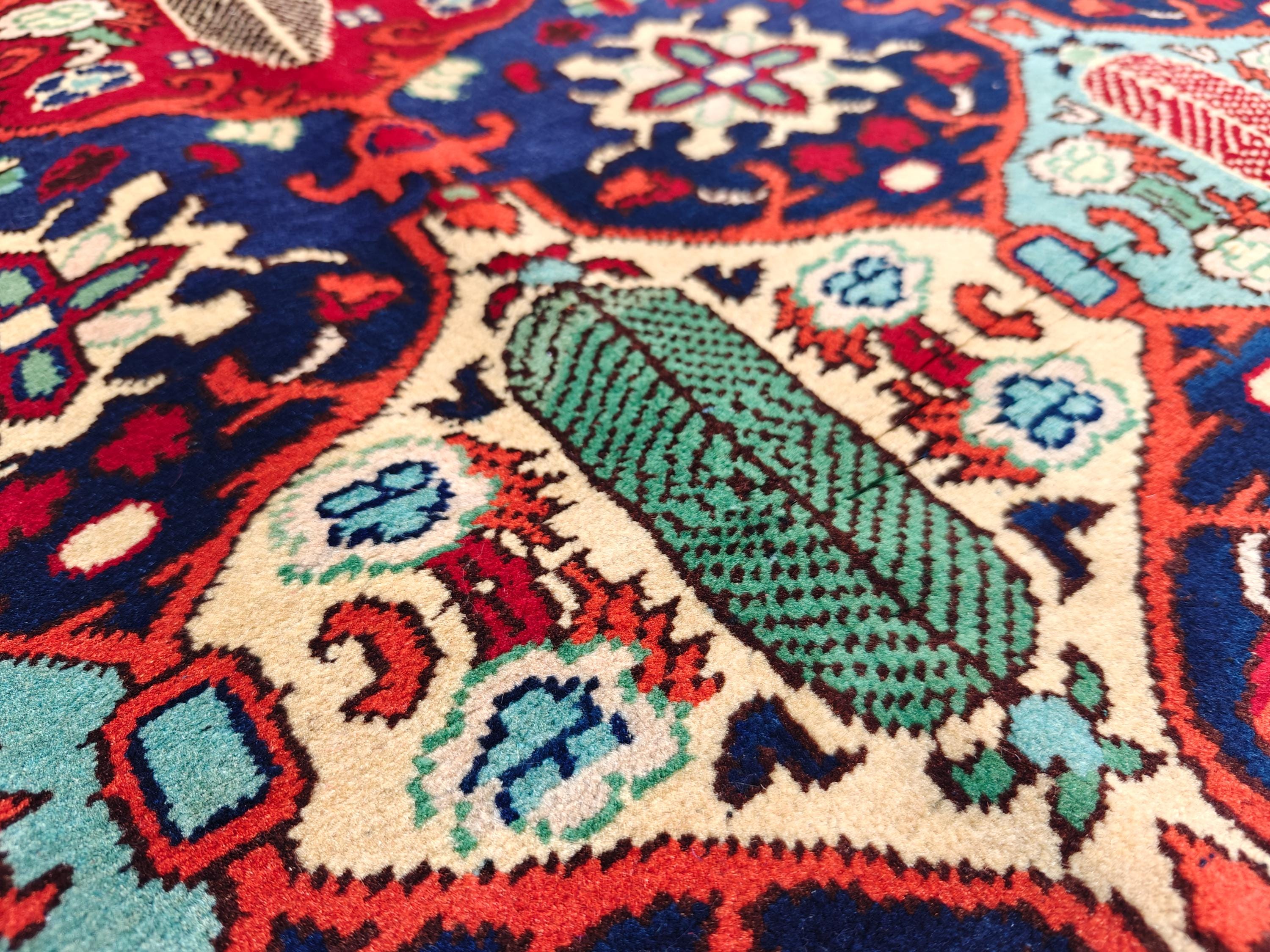 Handwoven Kashi Tribal Rug 6.6x4.9ft Authentic Afghan Wool Area Rug Bohemian Vintage Carpet Nomadic Oriental Decor for Living Room, Bedroom