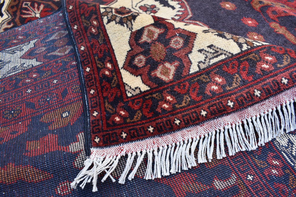 Handmade Vintage Kazak Rug - 6.2 x 4.8 ft, Afghan Wool Carpet, Traditional Tribal Area Rug, Oriental Decor, Red & Blue Pattern,