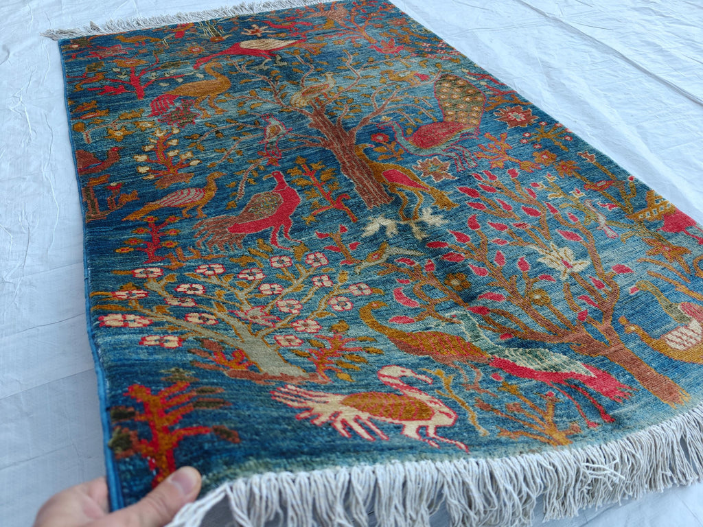 5x3 Pictorial Rug Handcrafted Artistic Area Rug for Unique Home Décor, Wall Hanging Rug, Entryway Rug 4.8x3.2 ft, small size rug,