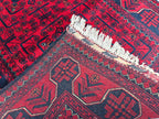 Handmade Bukhara Runner Rug 6.9x2.8 ft - Traditional Afghan Wool Carpet - Vintage Red & Black Hallway Runner, Entryway Rug, Doormat