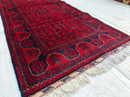Handmade Bukhara Runner Rug 6.9x2.8 ft - Traditional Afghan Wool Carpet - Vintage Red & Black Hallway Runner, Entryway Rug, Doormat