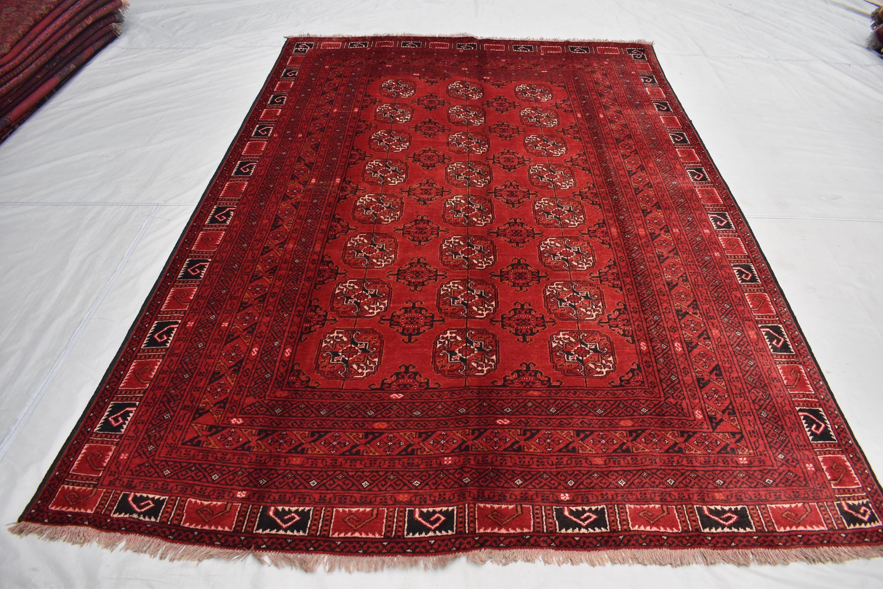 9.5x6.2 ft Vintage Antique Ahal Gul Rug- Handmade Afghan Tribal Wool Carpet, Boho Chic Décor, Farm House Rug, Kitchen Rug, Living Room Rug