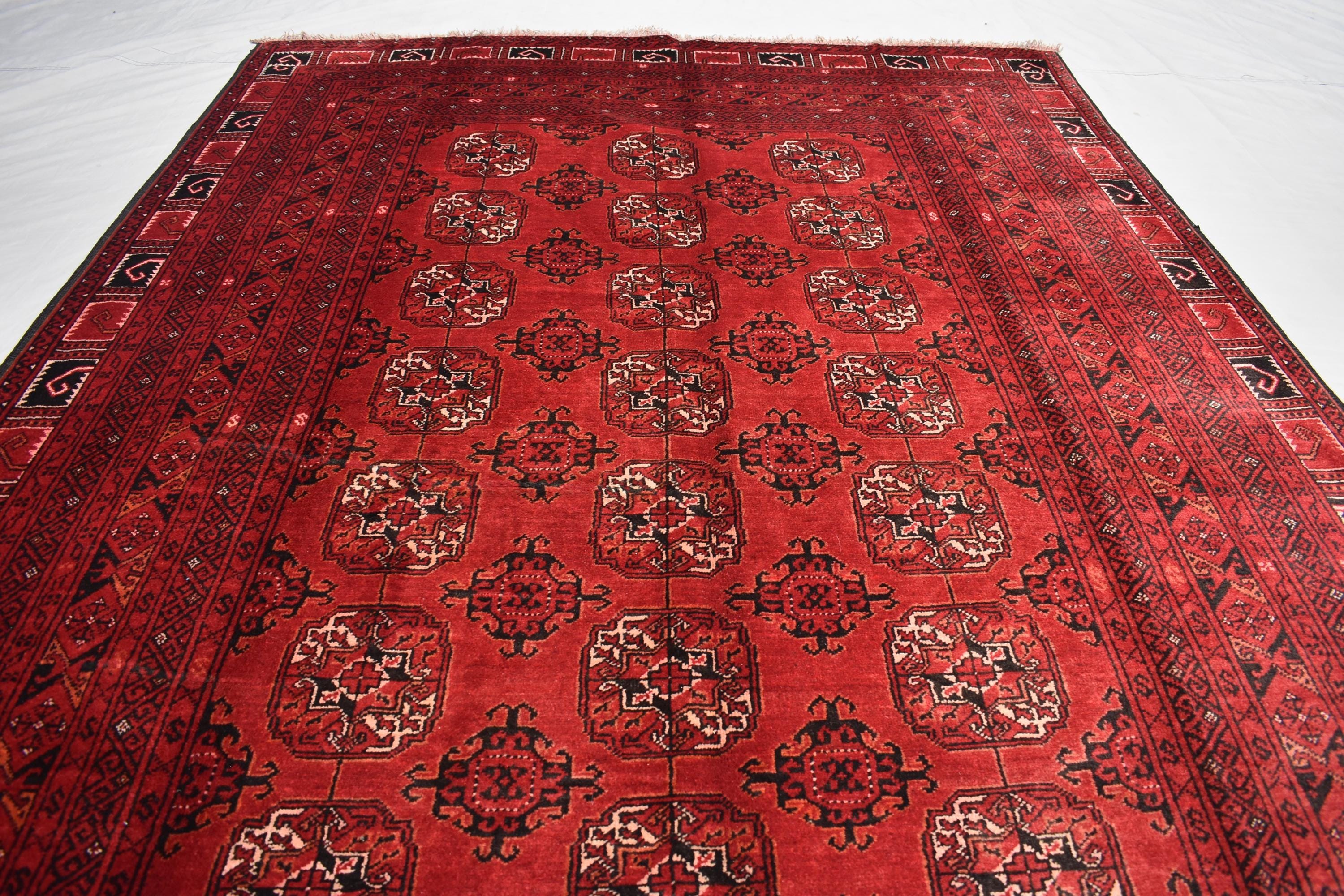 9.5x6.2 ft Vintage Antique Ahal Gul Rug- Handmade Afghan Tribal Wool Carpet, Boho Chic Décor, Farm House Rug, Kitchen Rug, Living Room Rug