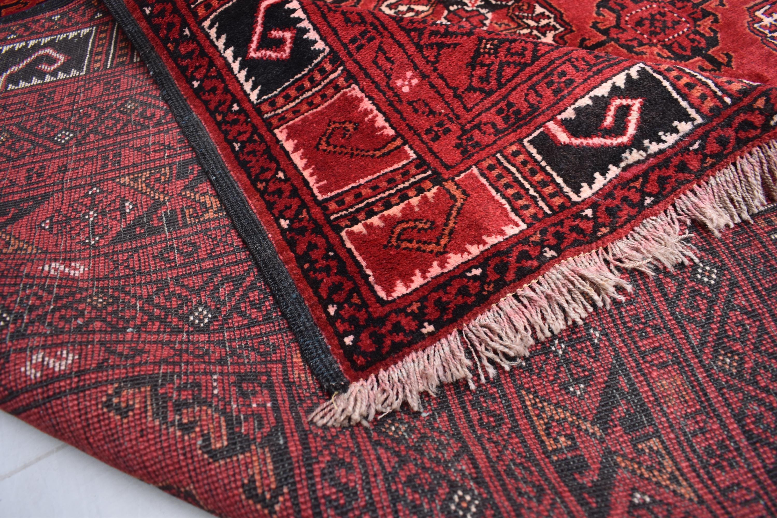 9.5x6.2 ft Vintage Antique Ahal Gul Rug- Handmade Afghan Tribal Wool Carpet, Boho Chic Décor, Farm House Rug, Kitchen Rug, Living Room Rug