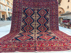 Handmade Afghan Yousafi Rug 6.8x5 ft - Tribal Wool Carpet, Vintage Boho Area Rug, Ethnic Home Décor, Living room Rug, Bedroom Rug