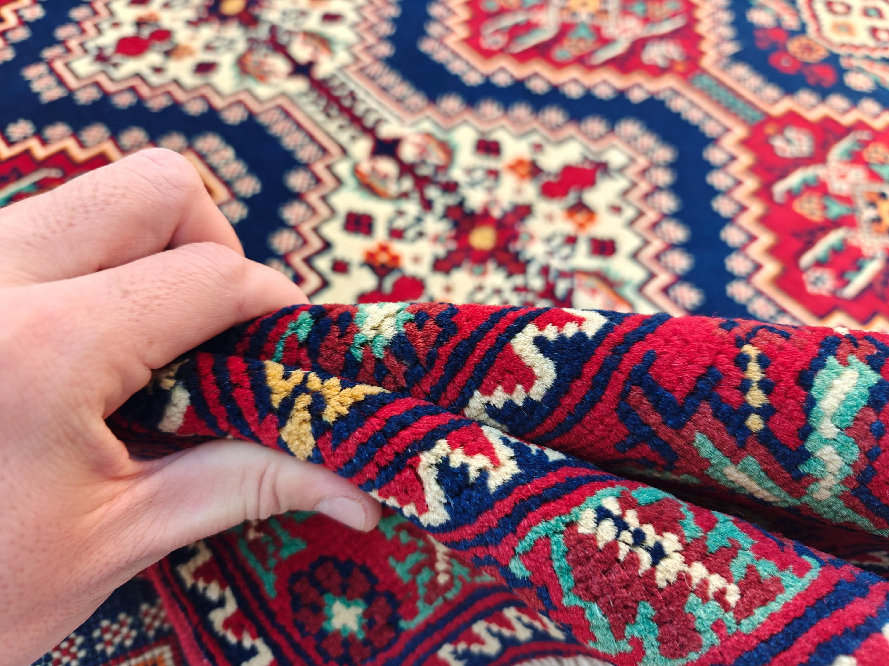 Handmade Afghan Yousafi Rug 6.8x5 ft - Tribal Wool Carpet, Vintage Boho Area Rug, Ethnic Home Décor, Living room Rug, Bedroom Rug