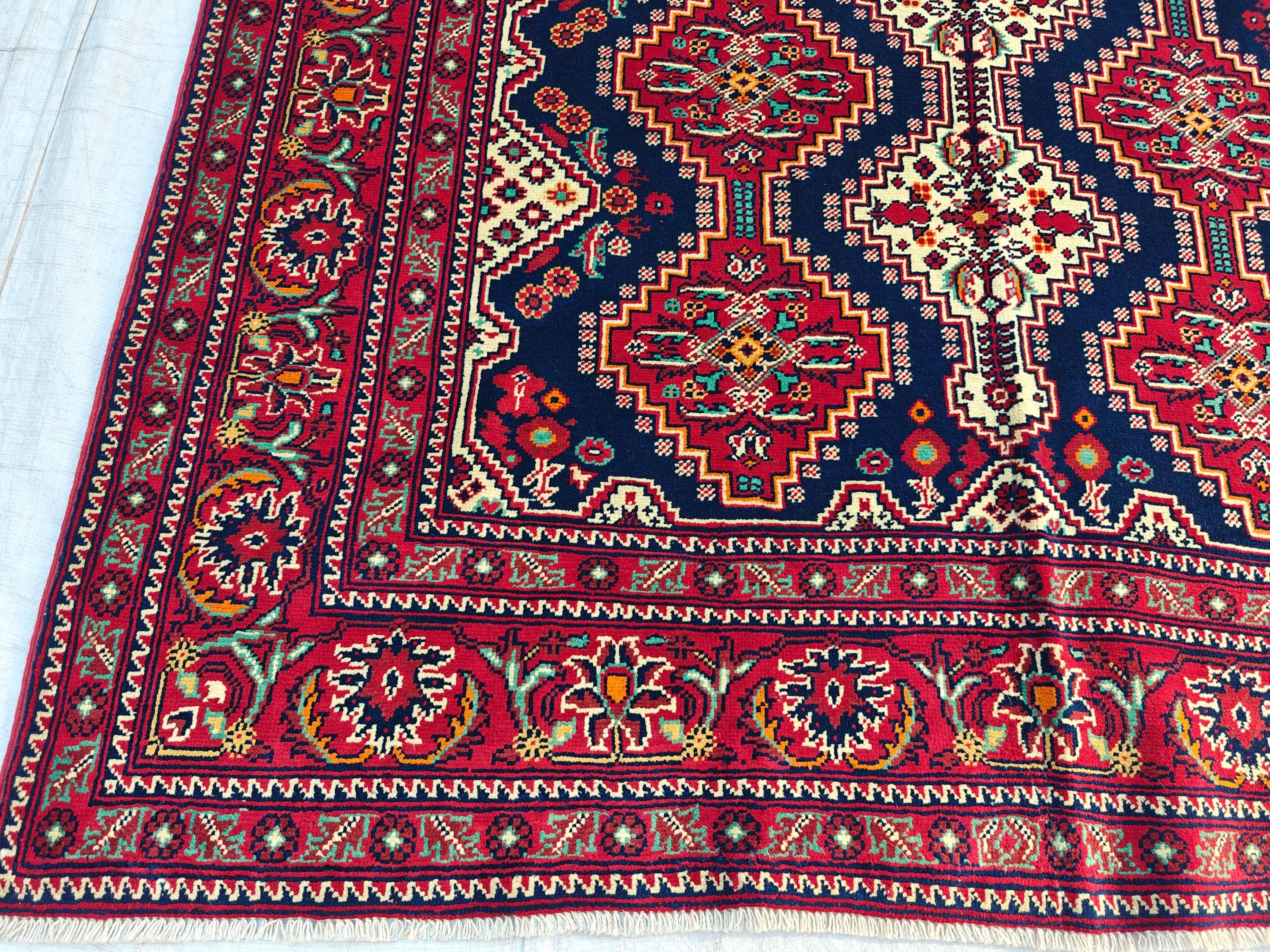 Handmade Afghan Yousafi Rug 6.8x5 ft - Tribal Wool Carpet, Vintage Boho Area Rug, Ethnic Home Décor, Living room Rug, Bedroom Rug