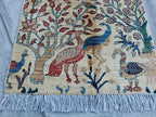 14x2 Runner Peacocks Pattern Rug Elegant and Vibrant Home Décor, Hallway Runner, Entryway Runner, Long Narrow Rug, Beige Runner, 13.8x2.3
