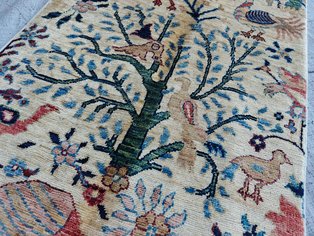 14x2 Runner Peacocks Pattern Rug Elegant and Vibrant Home Décor, Hallway Runner, Entryway Runner, Long Narrow Rug, Beige Runner, 13.8x2.3