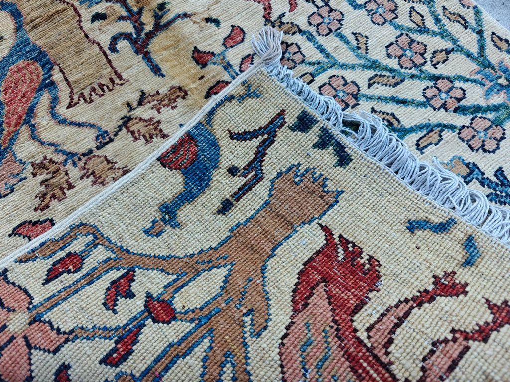 14x2 Runner Peacocks Pattern Rug Elegant and Vibrant Home Décor, Hallway Runner, Entryway Runner, Long Narrow Rug, Beige Runner, 13.8x2.3