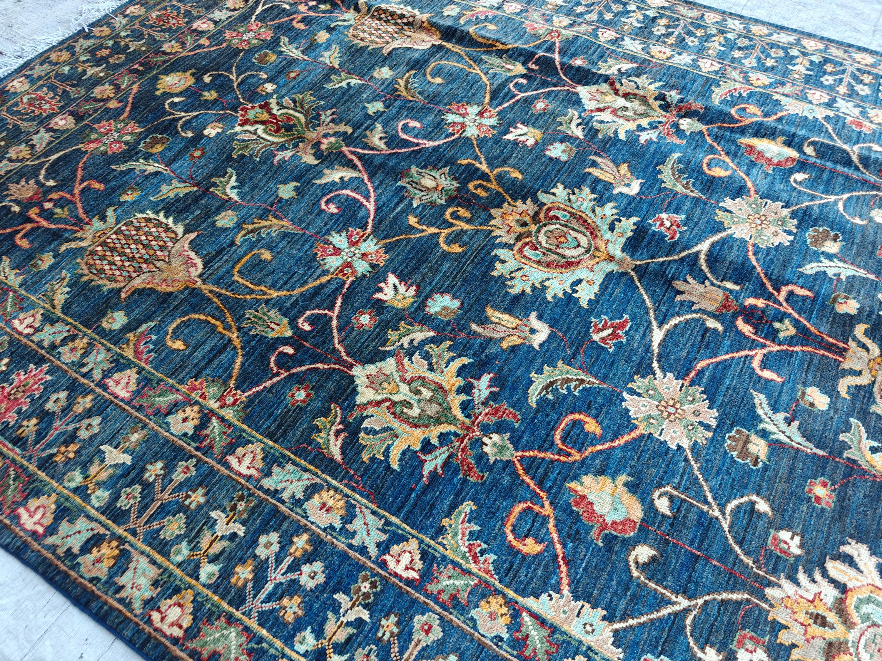 8x5 Dark Blue Chobi Rug Elegant Traditional Design for Home Décor, Rug For Living Room, Bedroom Rug, Kitchen Rug 7.9x5.5ft, Medium Rug