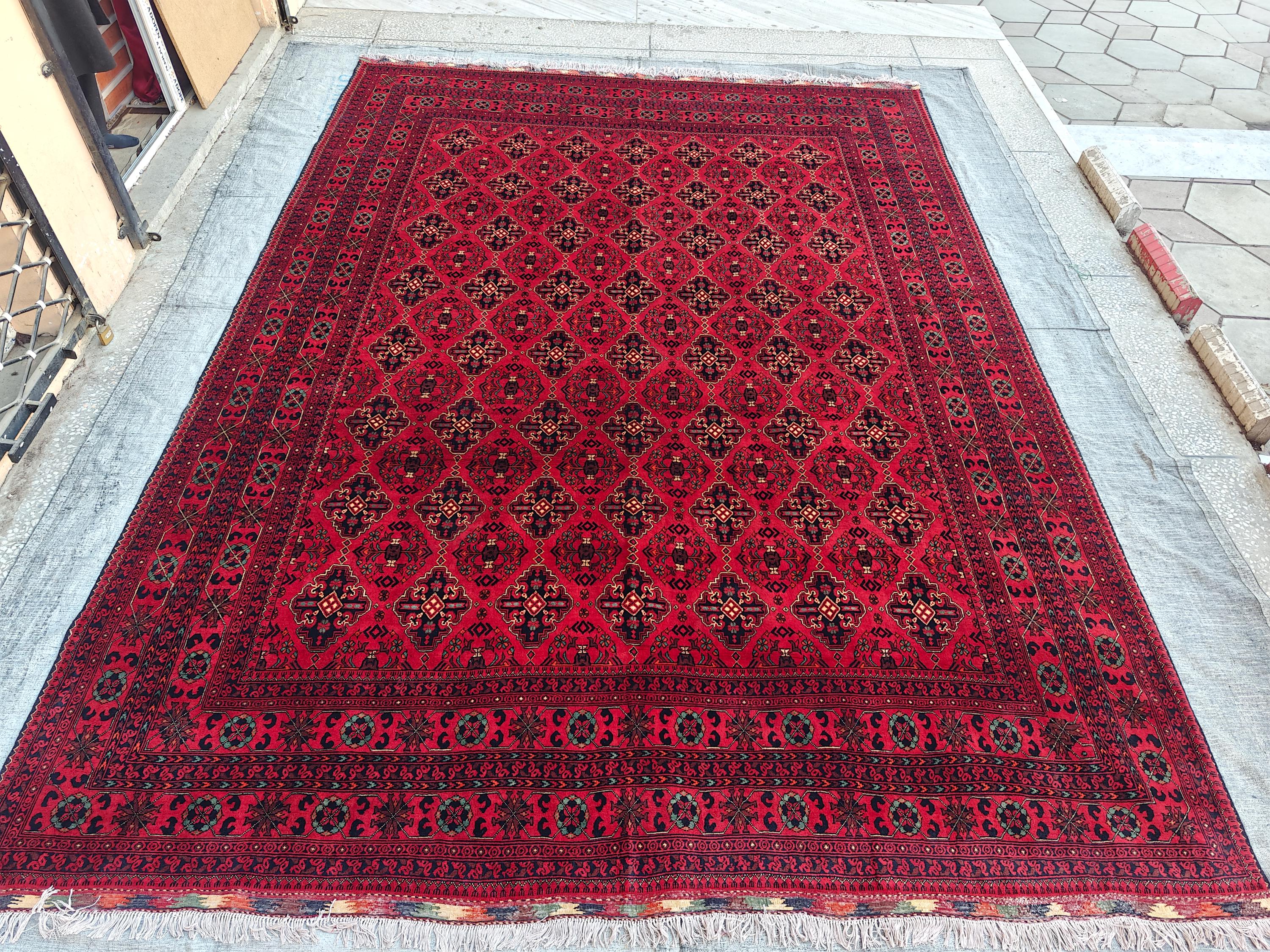 10x14 Ft Khal Mohammadi Bukhara Antique Rug Handwoven Traditional Persian Design, Rug For Living Room, Bedroom Rug 13.9x9.10, Large Rug