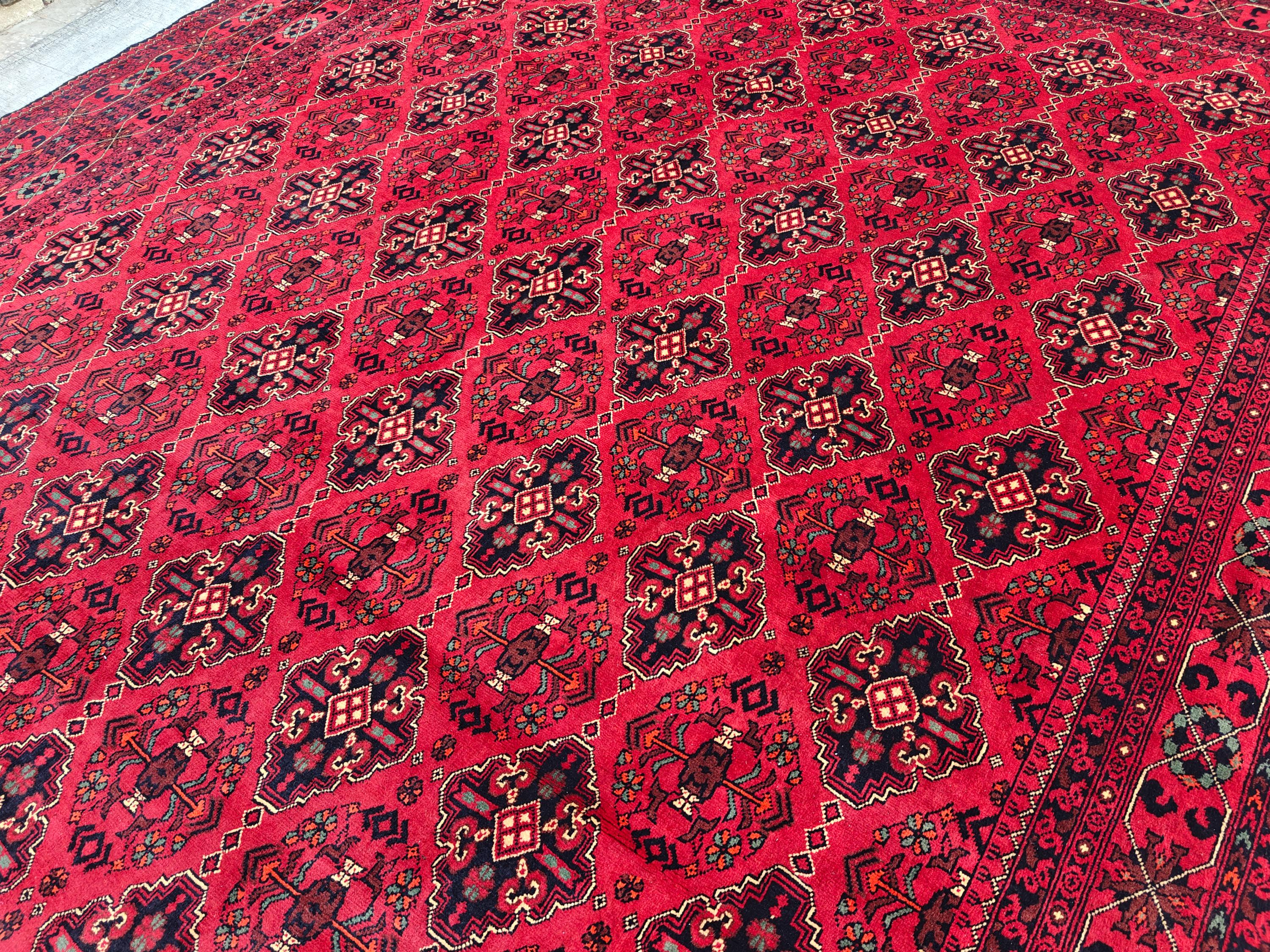 10x14 Ft Khal Mohammadi Bukhara Antique Rug Handwoven Traditional Persian Design, Rug For Living Room, Bedroom Rug 13.9x9.10, Large Rug