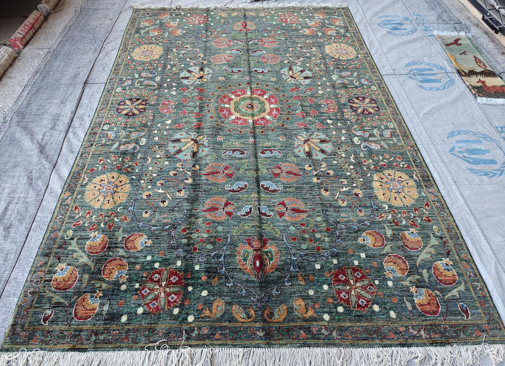 7x10 Floral Chobi Rug, Boho Home Decor, Rug For Living Room, Bedroom Rug, Kitchen Rug, Dining room Rug, Decorative Rug 10.2x6.7, Medium Rug