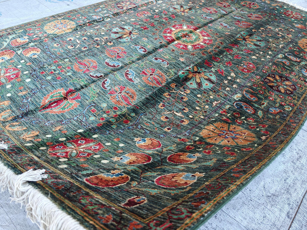 7x10 Floral Chobi Rug, Boho Home Decor, Rug For Living Room, Bedroom Rug, Kitchen Rug, Dining room Rug, Decorative Rug 10.2x6.7, Medium Rug