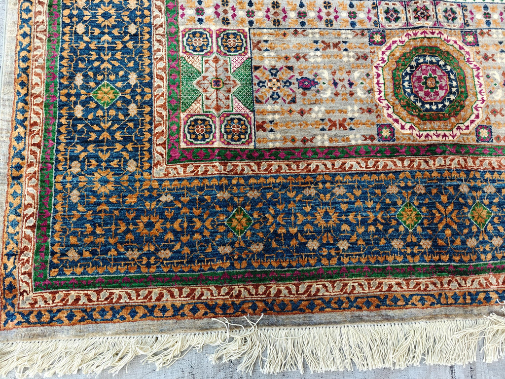 6x8 Handmade Mamluk Rug Afghan Wool Carpet, Unique Geometric Design, Traditional Vintage Area Rug, Rug For Living Room 8.3x5.8ft, Medium Rug