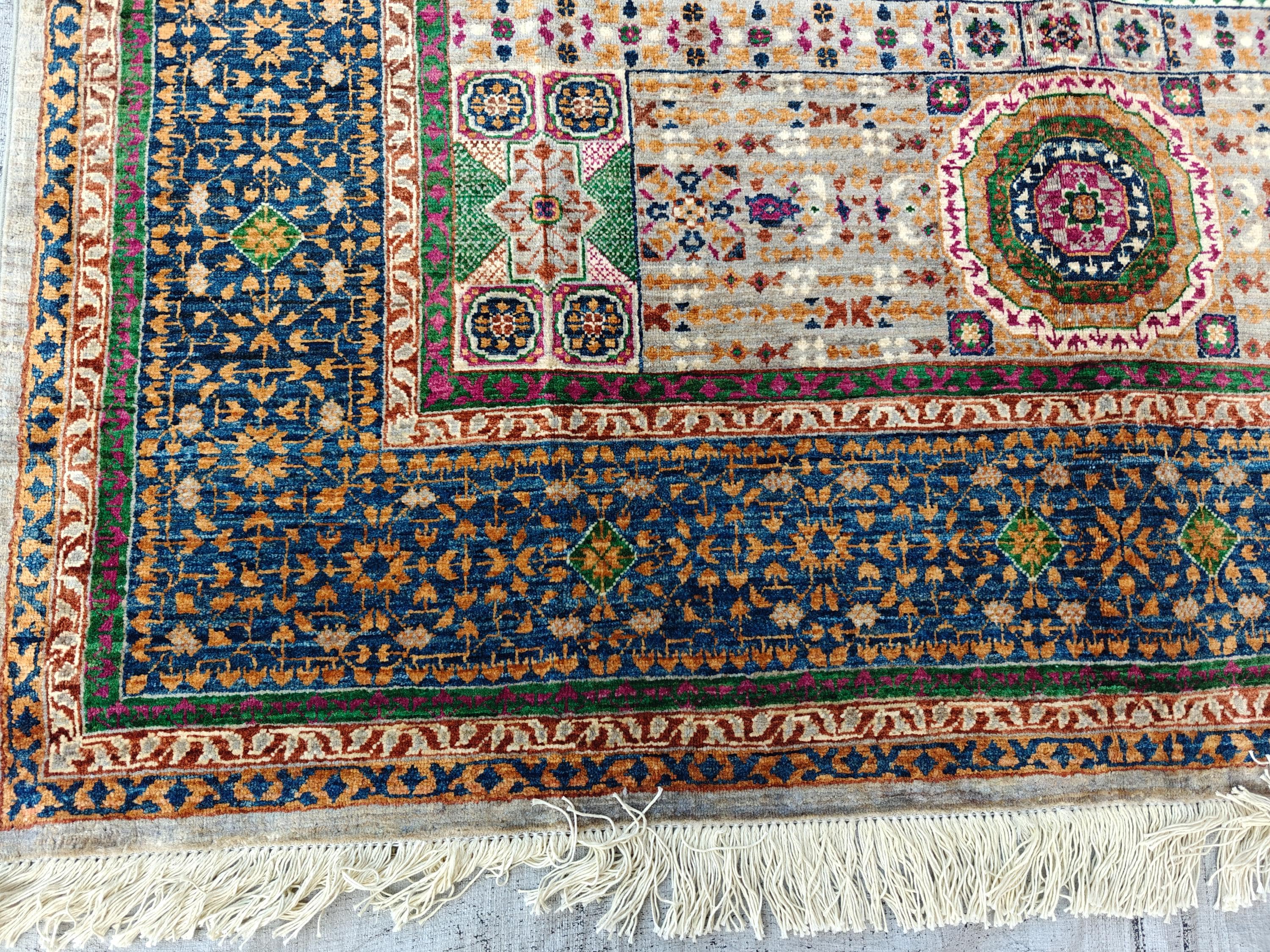 6x8 Handmade Mamluk Rug Afghan Wool Carpet, Unique Geometric Design, Traditional Vintage Area Rug, Rug For Living Room 8.3x5.8ft, Medium Rug