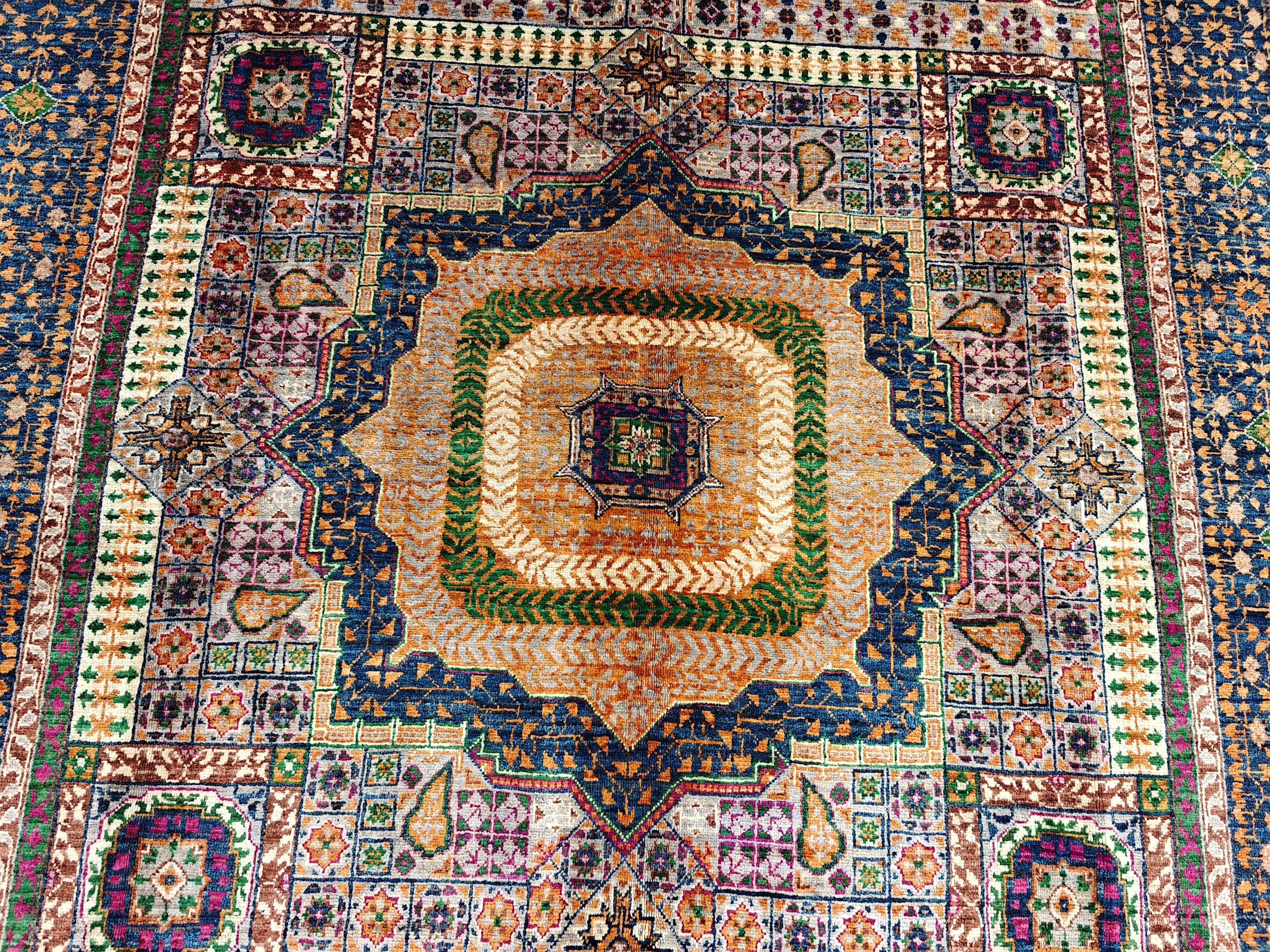 6x8 Handmade Mamluk Rug Afghan Wool Carpet, Unique Geometric Design, Traditional Vintage Area Rug, Rug For Living Room 8.3x5.8ft, Medium Rug