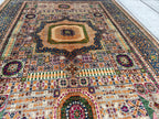 6x8 Handmade Mamluk Rug Afghan Wool Carpet, Unique Geometric Design, Traditional Vintage Area Rug, Rug For Living Room 8.3x5.8ft, Medium Rug