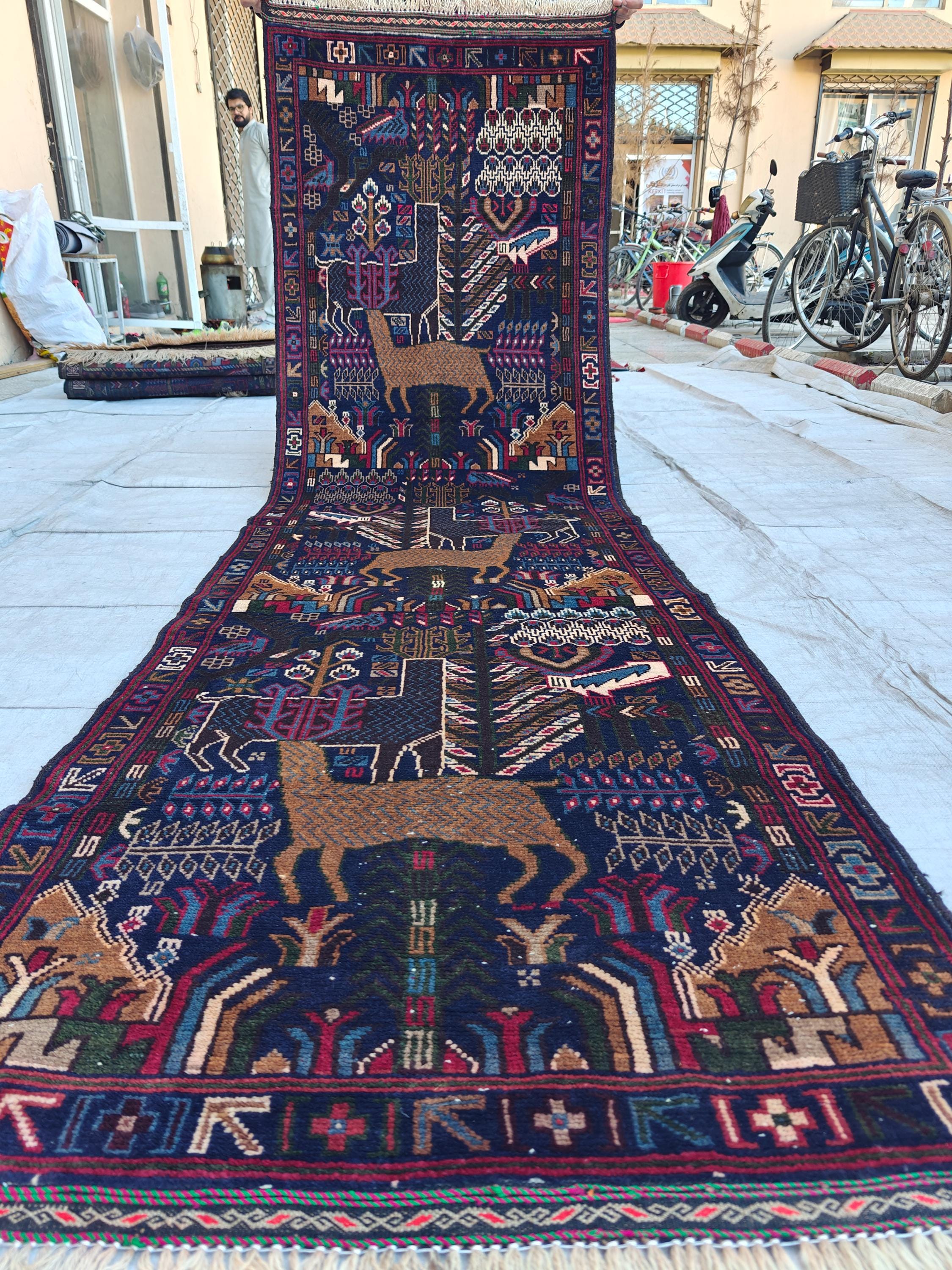Vintage Baluchi Runner Rug 9.4x2.9 ft - Handmade Afghan Wool Carpet, Bohemian Hallway Decor, Tribal Area Rug, Rustic Floor Runner