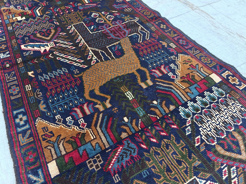 Vintage Baluchi Runner Rug 9.4x2.9 ft - Handmade Afghan Wool Carpet, Bohemian Hallway Decor, Tribal Area Rug, Rustic Floor Runner