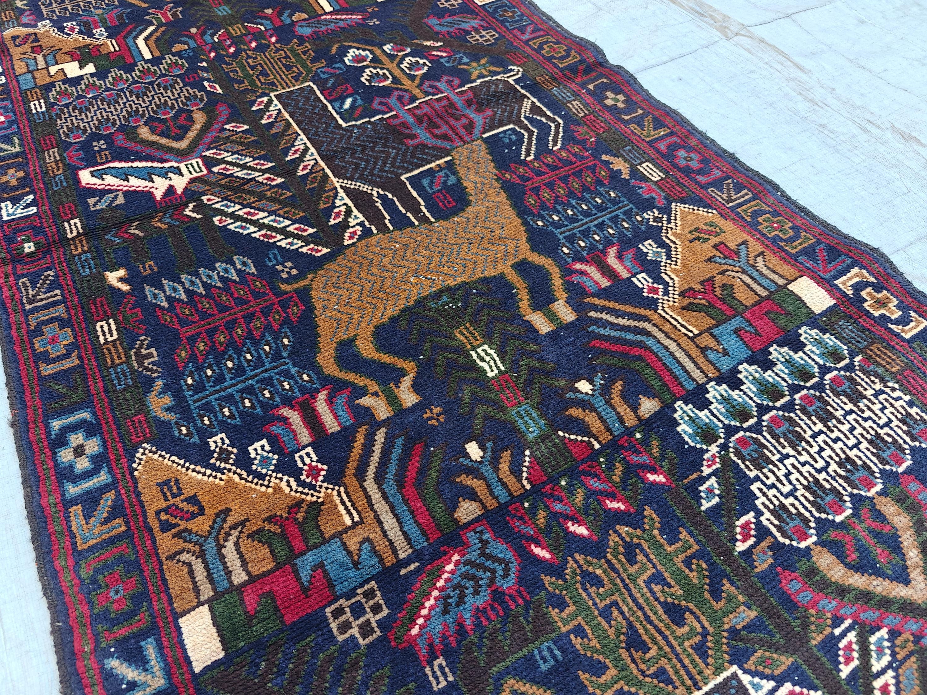 Vintage Baluchi Runner Rug 9.4x2.9 ft - Handmade Afghan Wool Carpet, Bohemian Hallway Decor, Tribal Area Rug, Rustic Floor Runner