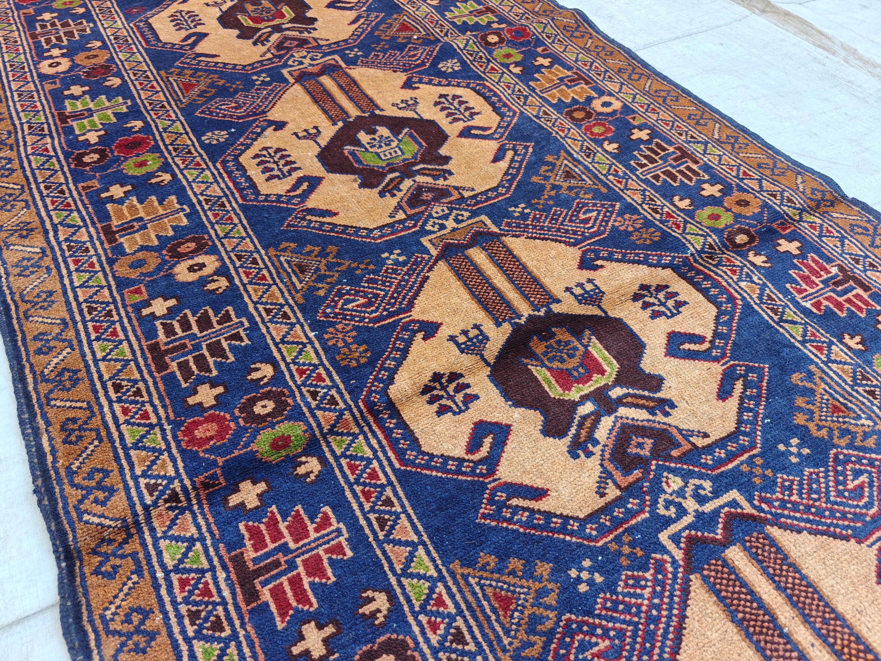 Vintage Baluchi Runner Rug 10.4x2.4 ft - Handwoven Afghan Wool Carpet - Tribal Narrow Hallway Rug - Bohemian Home Decor, Farm House Rug