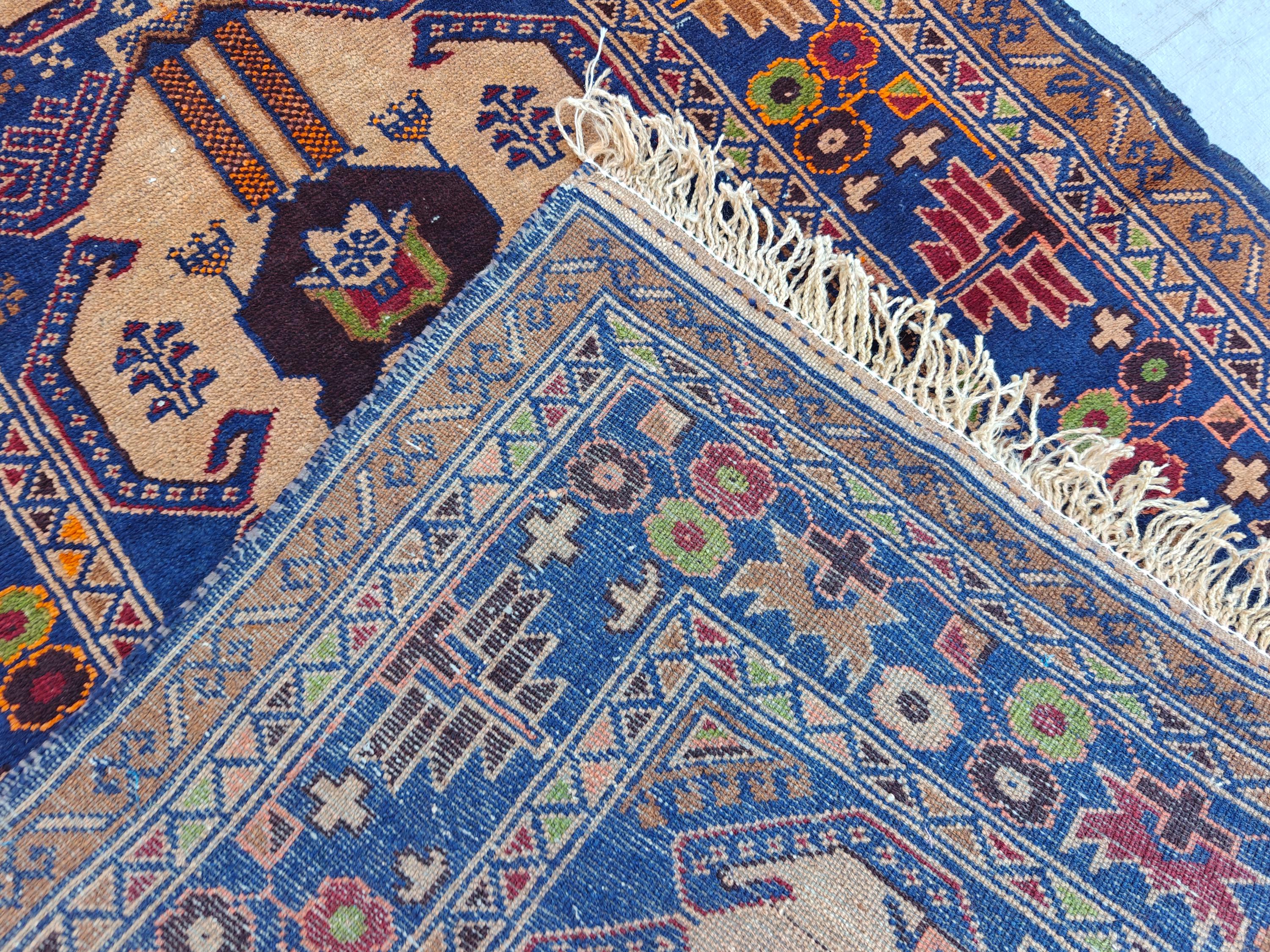 Vintage Baluchi Runner Rug 10.4x2.4 ft - Handwoven Afghan Wool Carpet - Tribal Narrow Hallway Rug - Bohemian Home Decor, Farm House Rug