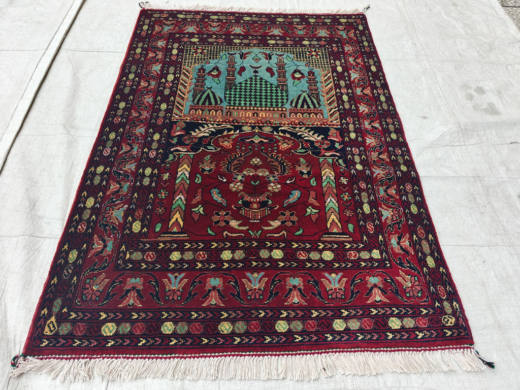 Belgian Prayer Mat 4.5x3.2 ft - Handwoven Wool Rug, Islamic Prayer Carpet, Small Area Rug for Home Decor, Wall Hanging Rug, Home Decor