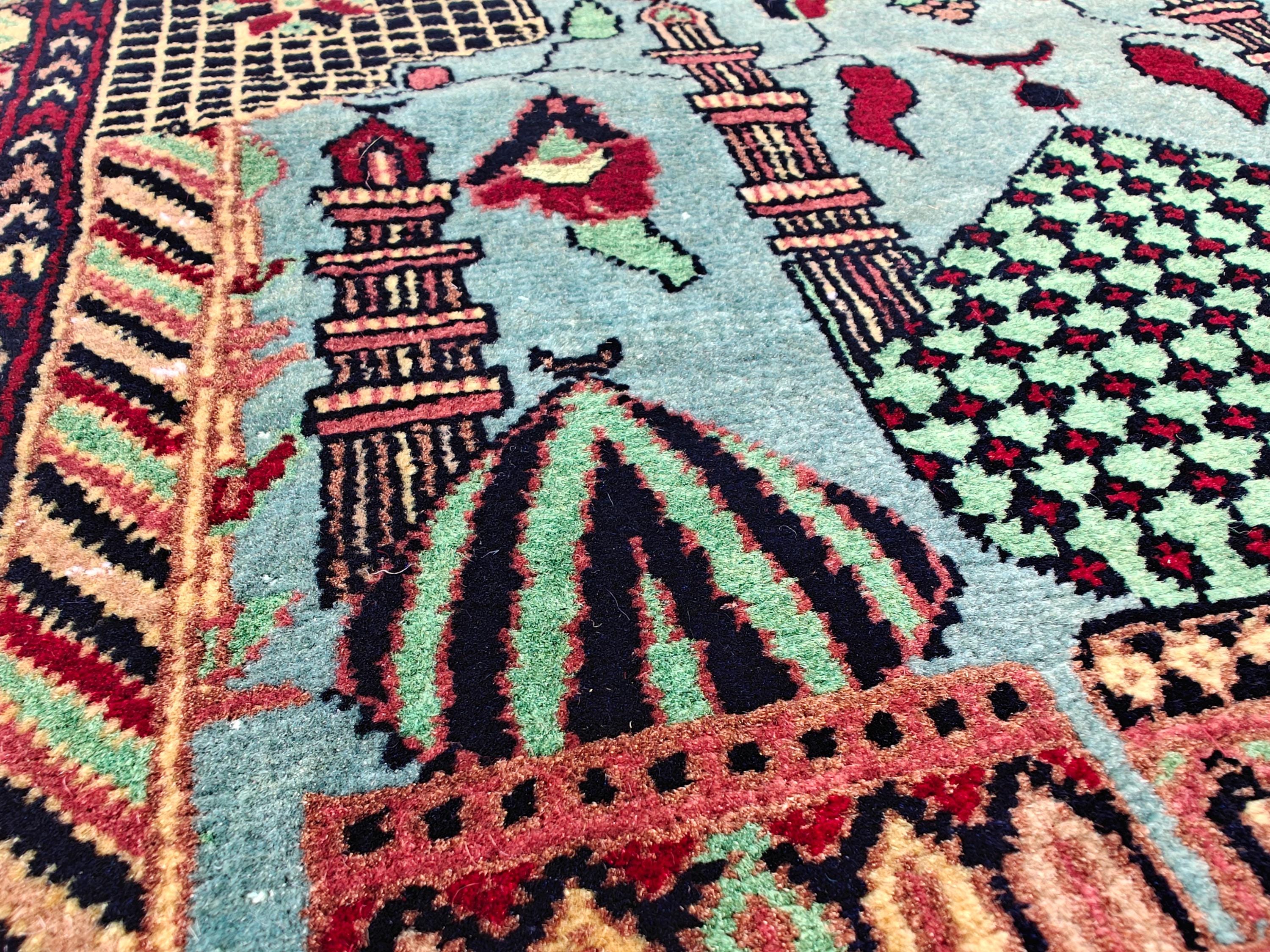 Belgian Prayer Mat 4.5x3.2 ft - Handwoven Wool Rug, Islamic Prayer Carpet, Small Area Rug for Home Decor, Wall Hanging Rug, Home Decor