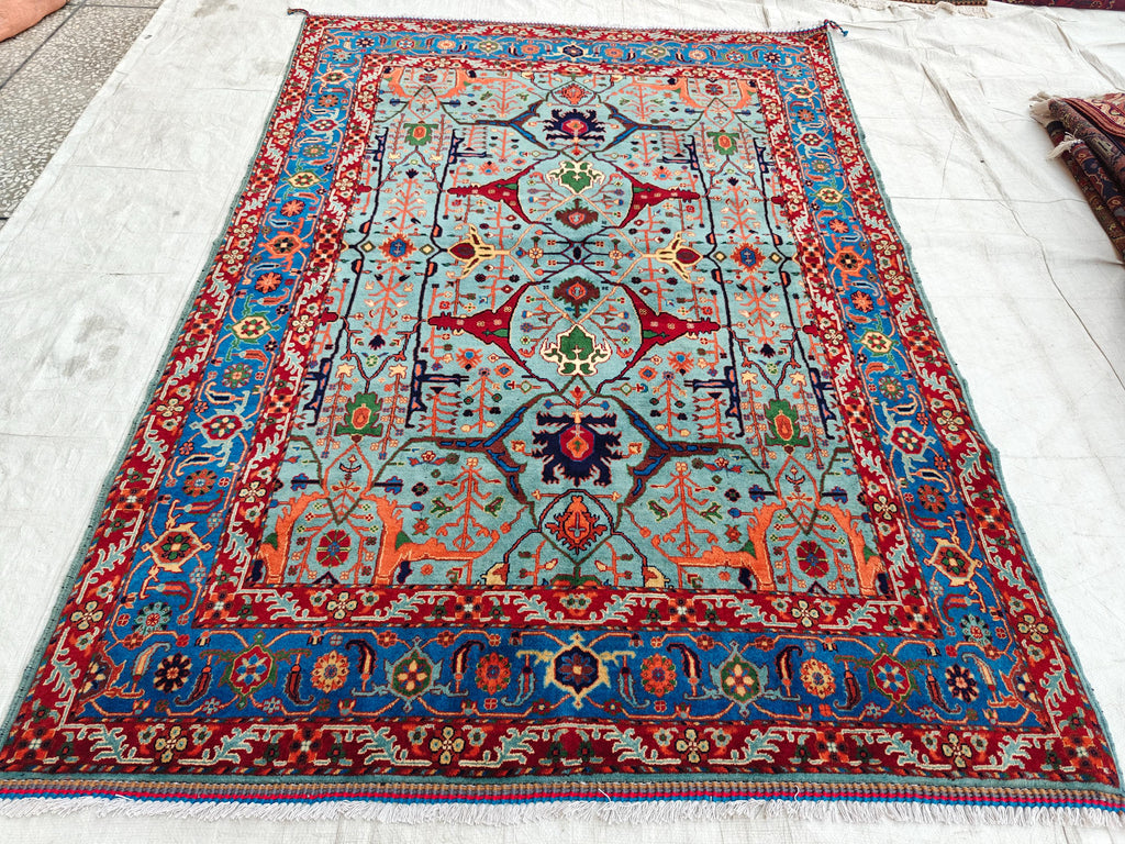 Authentic Beljik Chobi Rug 7x4.4 ft - Handwoven Afghan Wool Carpet, Traditional Oriental Area Rug, Unique Home Decor, Living Room Rug