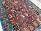 6.9x5.2 ft Handmade Afghan Chobi Rug-Authentic Wool Carpet, Traditional Oriental Area Rug for Home Decor, Living Room Rug, Office Rug