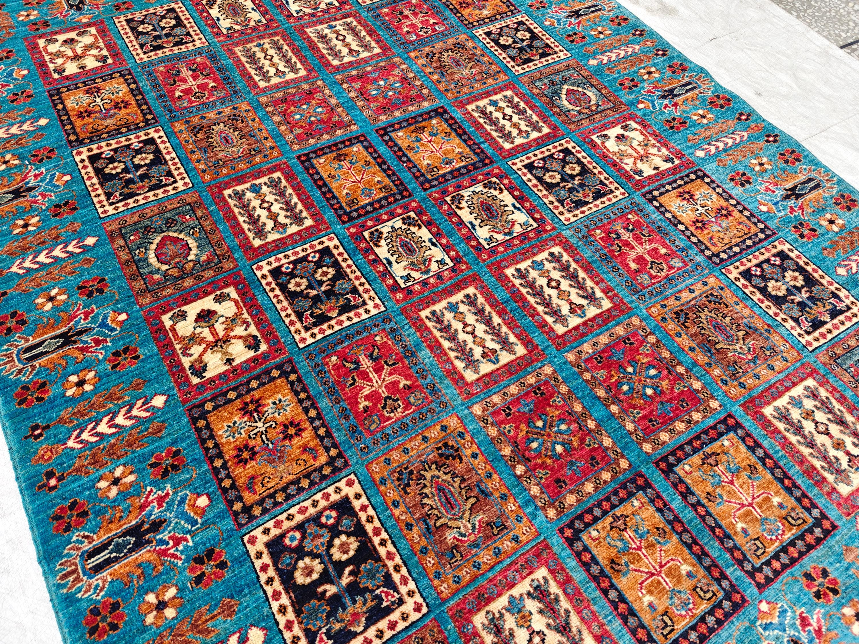 6.9x5.2 ft Handmade Afghan Chobi Rug-Authentic Wool Carpet, Traditional Oriental Area Rug for Home Decor, Living Room Rug, Office Rug